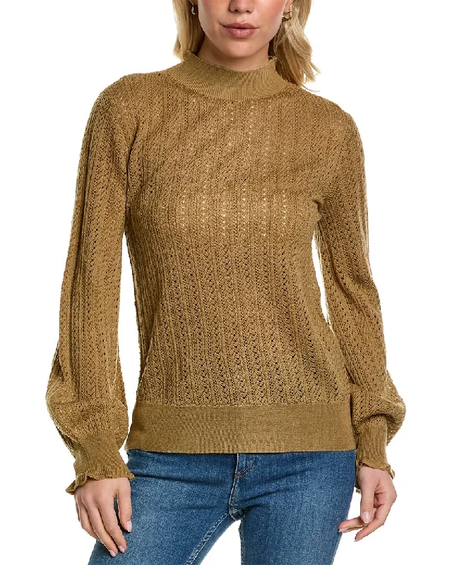 MT by Madeleine Thompson Balloon Sleeve Wool-Blend Top