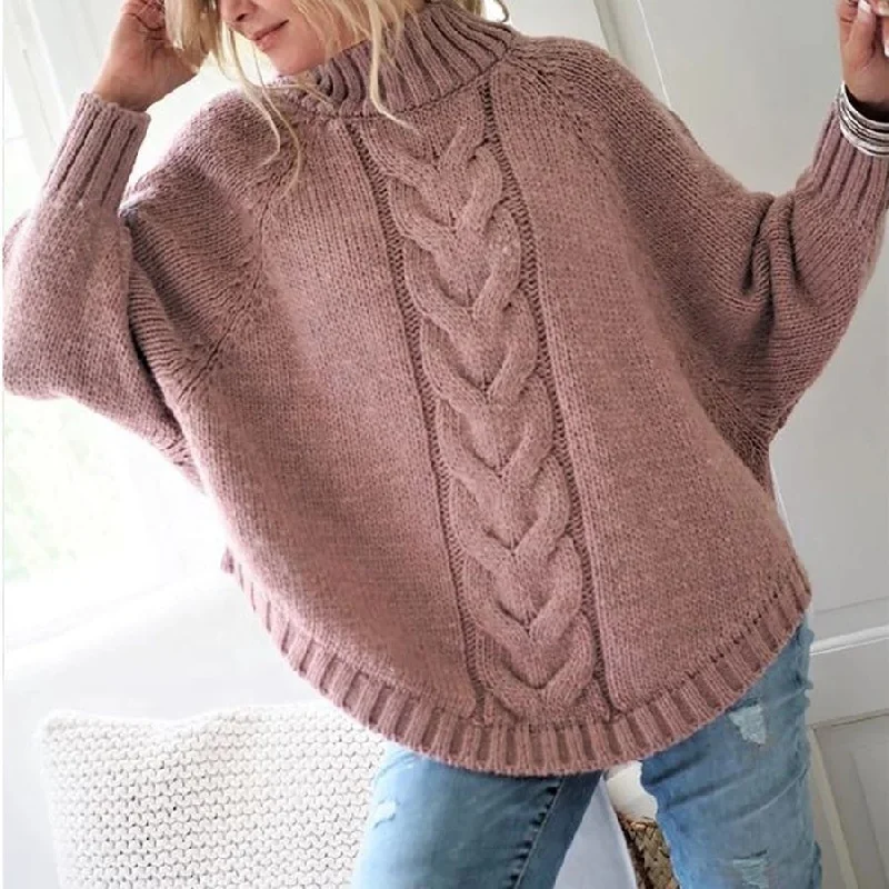 New Women's Pullover Sweater Loose European American Idle Style Turtleneck