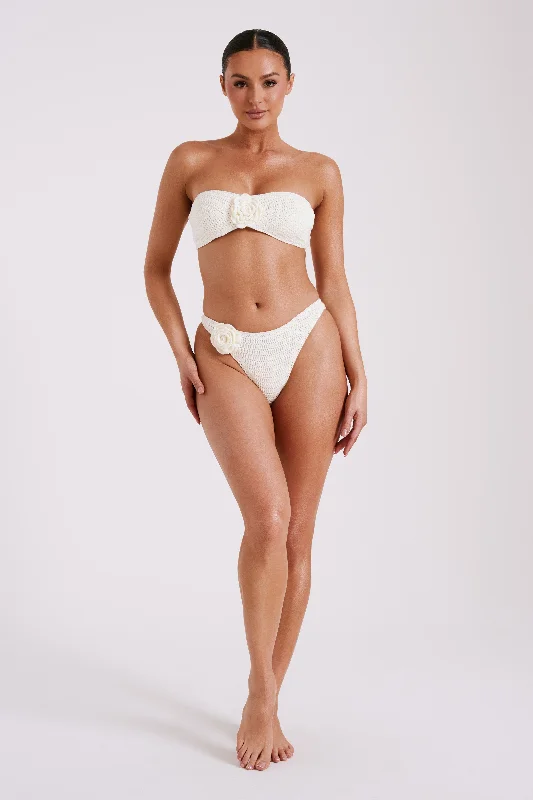 Noreen Rose Crochet Bikini Top - Ivory