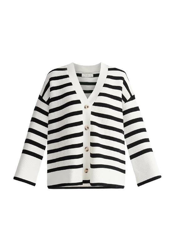 Paisie Striped Ribbed Cardigan