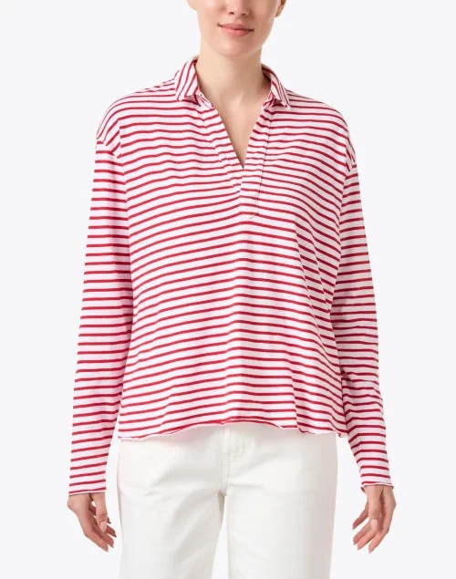 Patrick Red Stripe Popover Henley Top