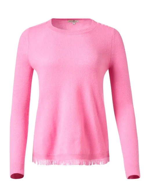 Pink Cashmere Fringe Sweater