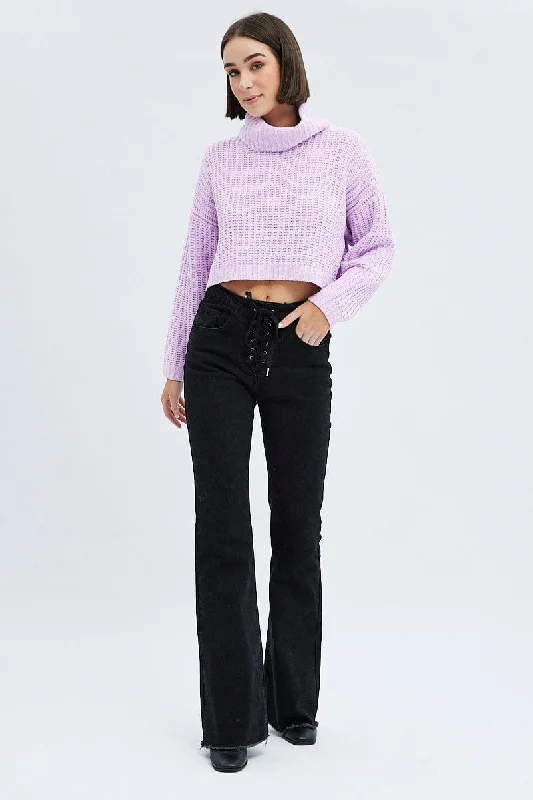 Pink Knit Jumper Turtle Neck Chenille