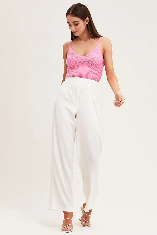 Pink Knit Top Sleeveless Ribbed