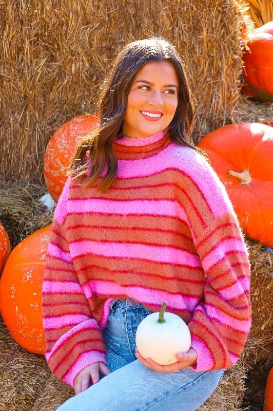 PINK/RUST STRIPED SWEATER