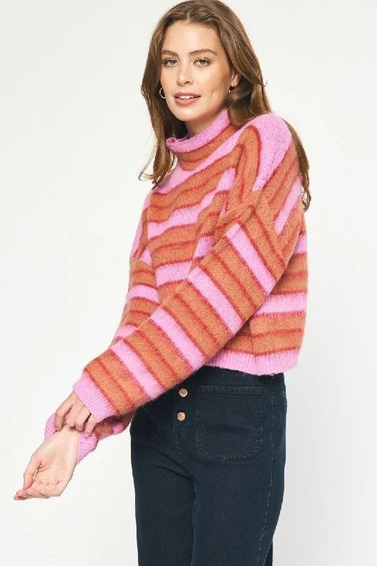 PINK/RUST STRIPED SWEATER