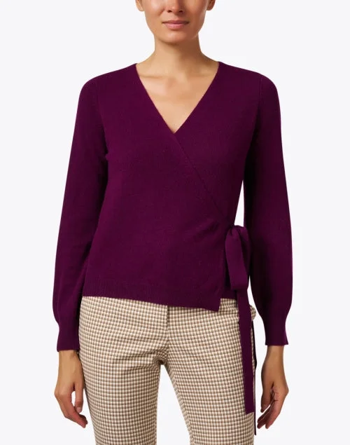 Plum Cashmere Wrap Sweater