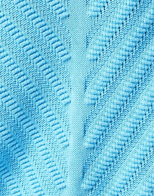 Pool Blue Cotton Diagonal Knit Cardigan