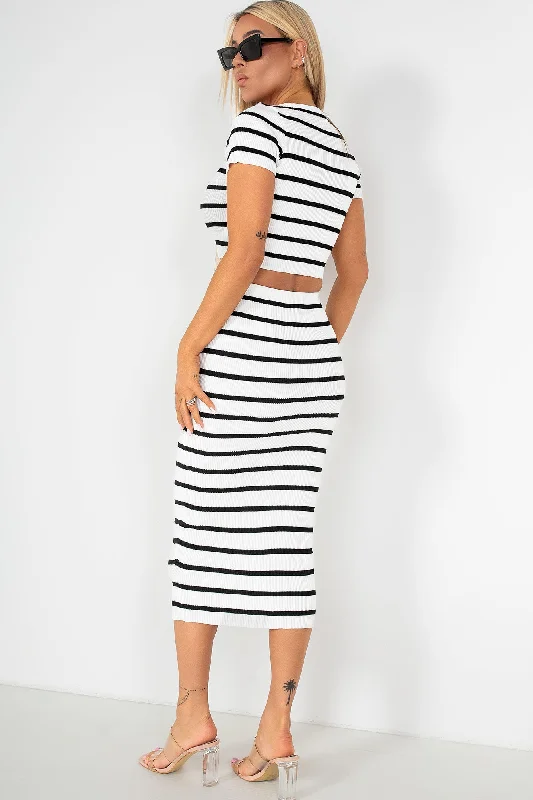 Reneta White Striped Knit Co Ord