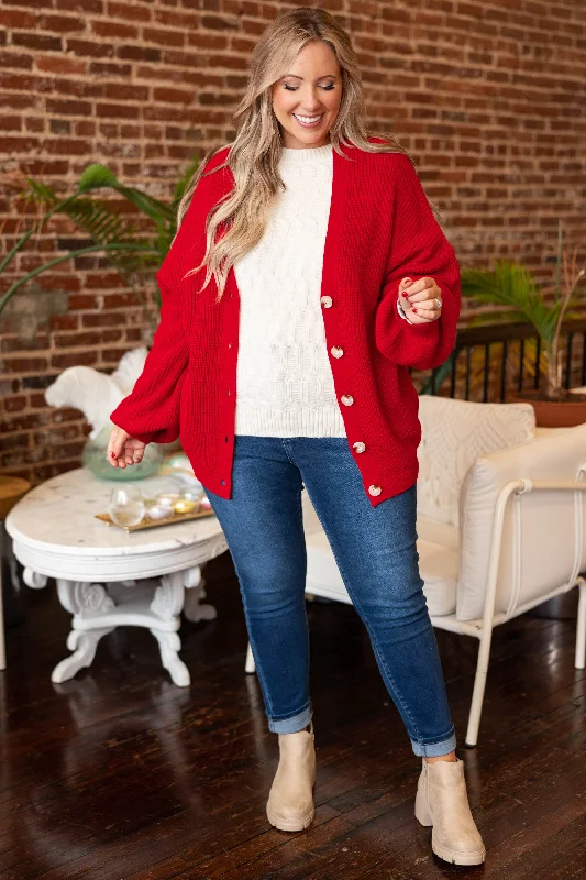 Romantic Rendezvous Cardigan, Red