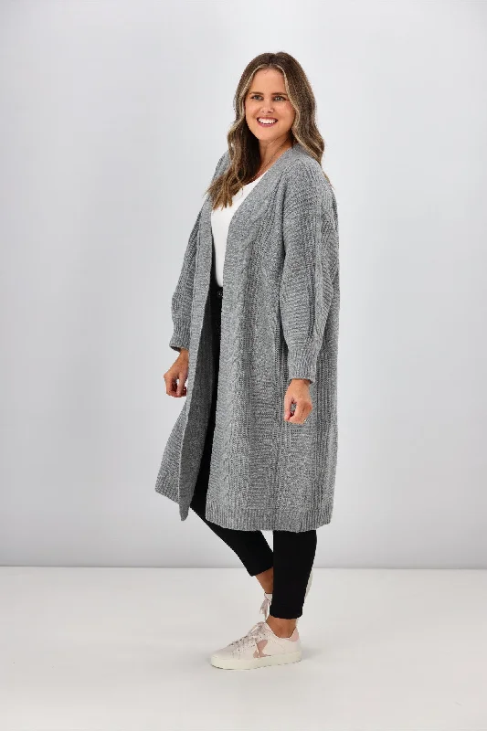 Sass Belinda Chunky Cable Cardi Grey Marle