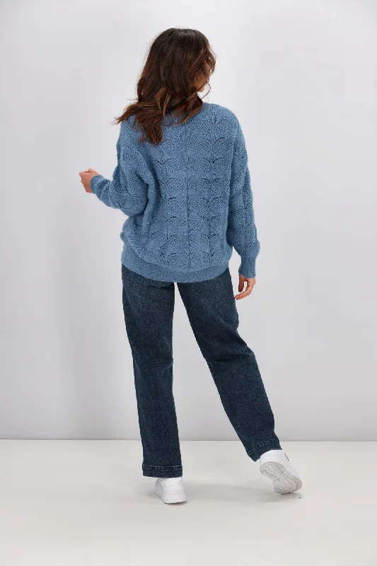 Shine On Label Marisol Pointelle Jumper Blue