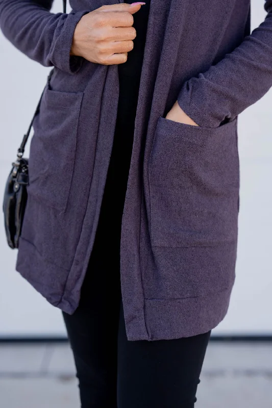 Heathered Soft Pocket Tunic Cardigan