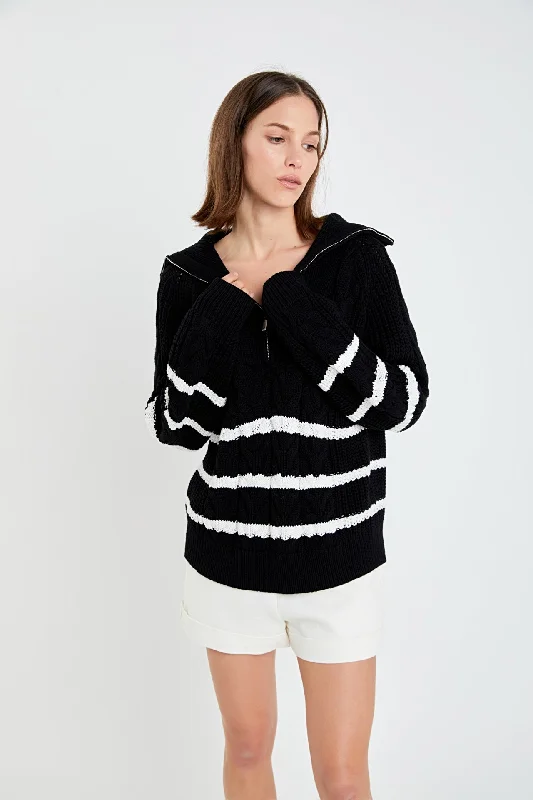 Stripe Zip up Sweater