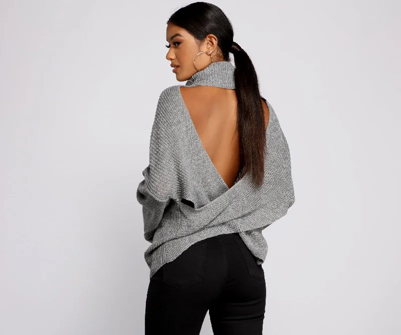 So Chic Surplice Open Back Sweater