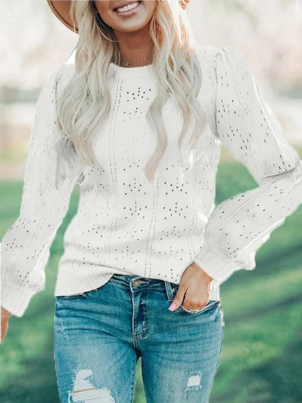 Sweaters Hollow Round Neck Long Sleeve Sweater for Women