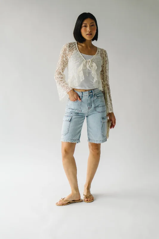 The Kendra Ruffle Front Cardigan in Ivory