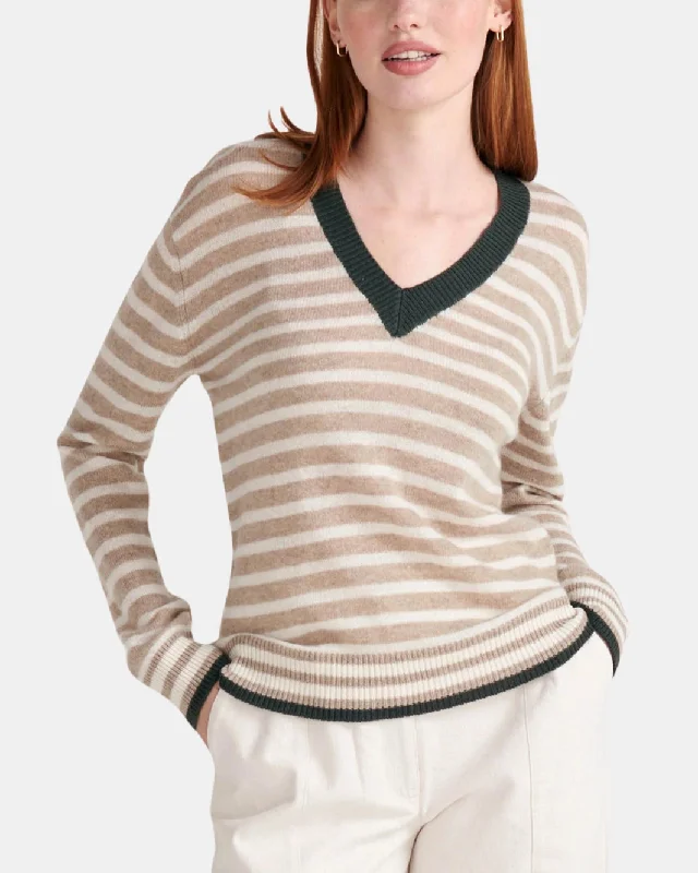 TIPPED STRIPE VEE IN LIGHT BROWN