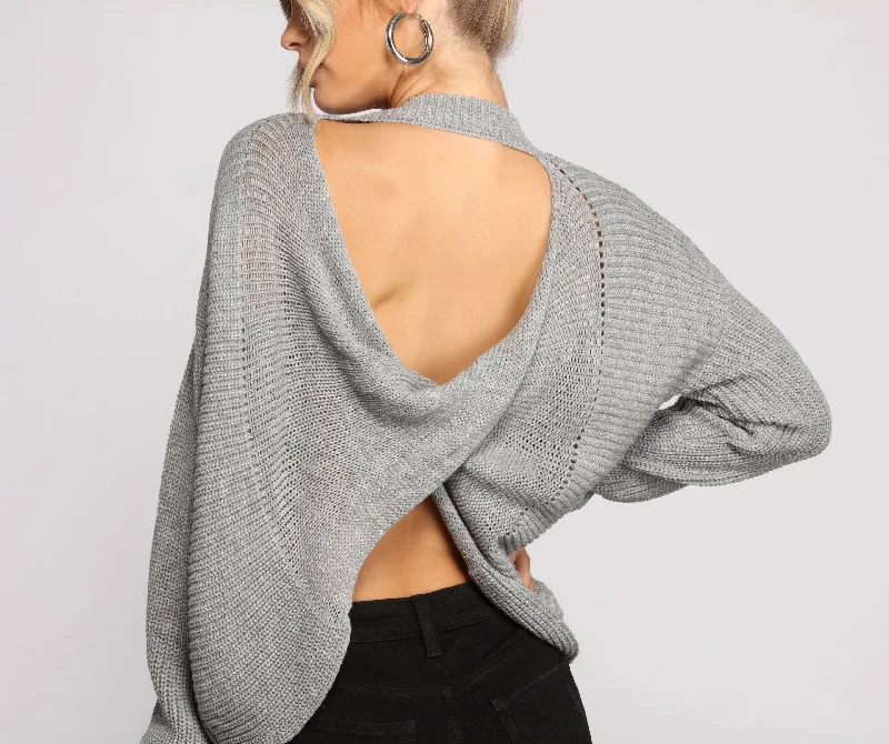 Twist and Stun Open Back Sweater