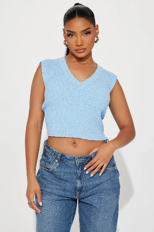 Tyla Cropped Sweater Vest - Blue