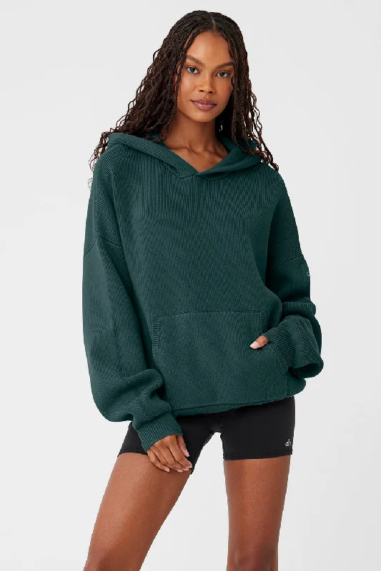 Scholar Hooded Sweater - Midnight Green