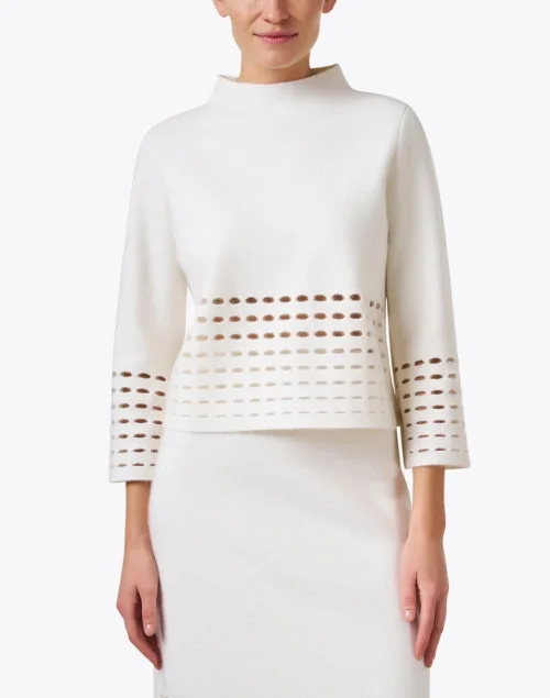 White Cutout Cashmere Top