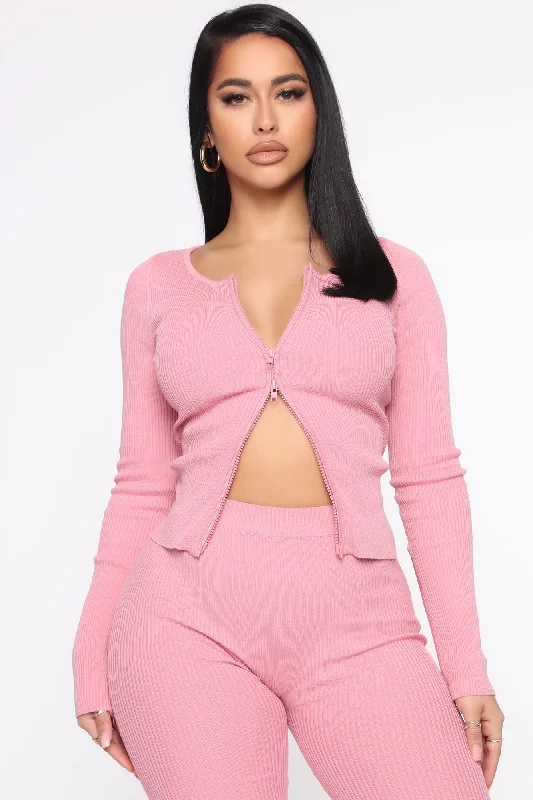 Wrong Way Sweater Pant Set - Pink