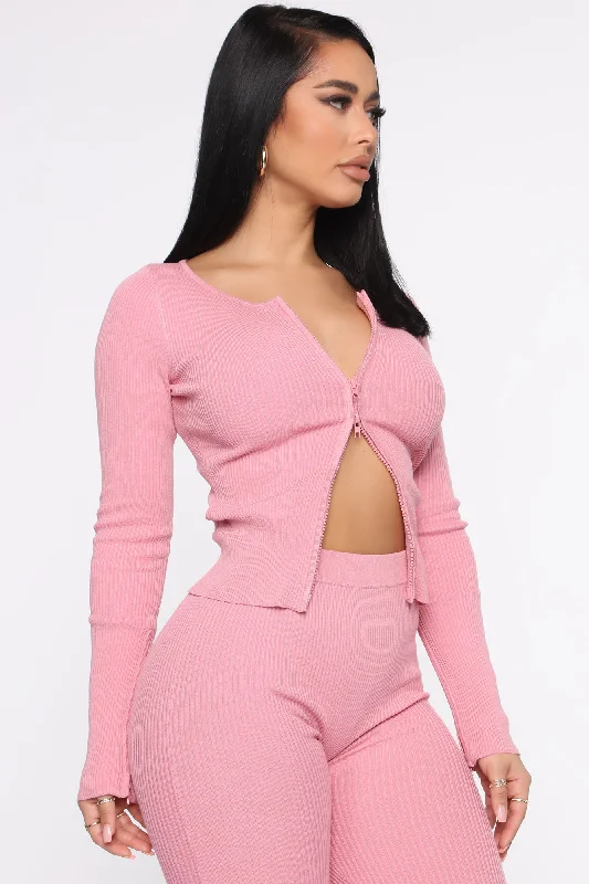 Wrong Way Sweater Pant Set - Pink