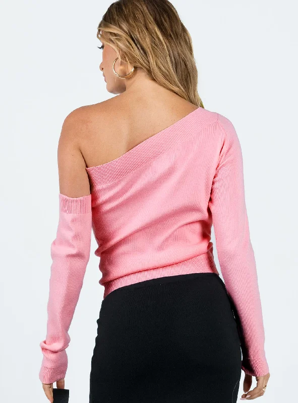 Yvonne One Shoulder Sweater Pink