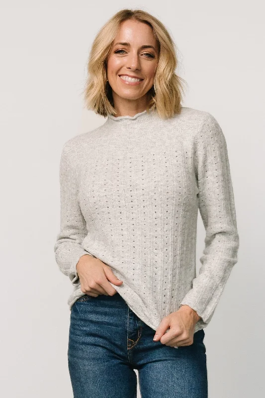 Avice Pointelle Sweater | Light Gray