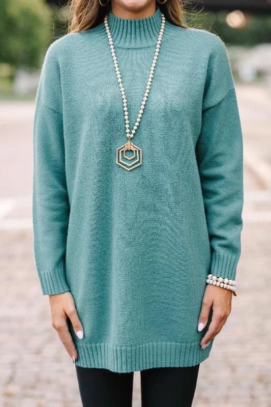 Good News Dusty Teal Green Tunic Sweater