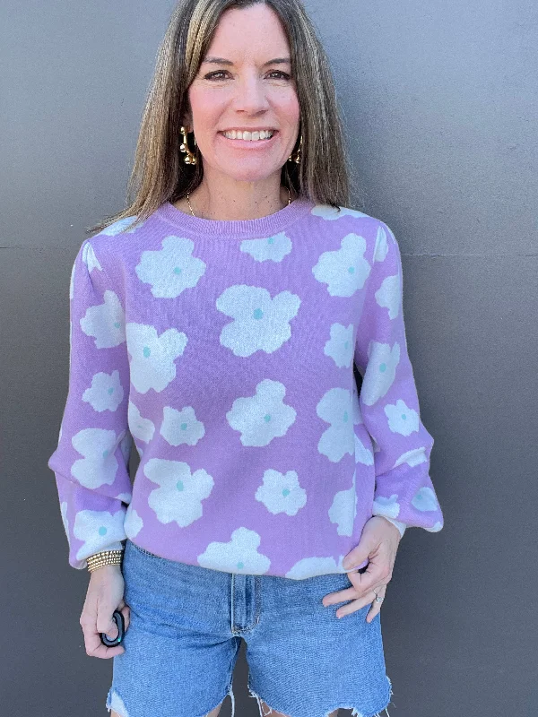 Lavender Flower Sweater