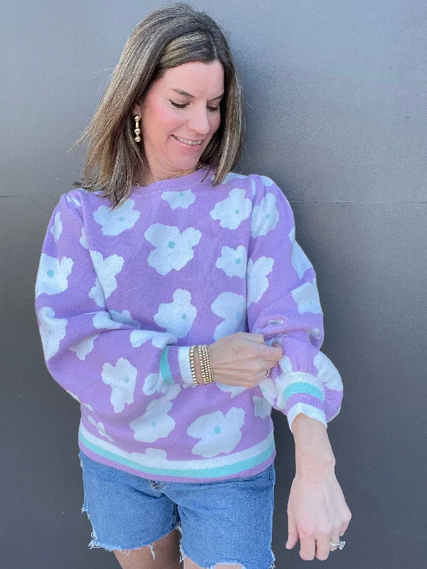 Lavender Flower Sweater