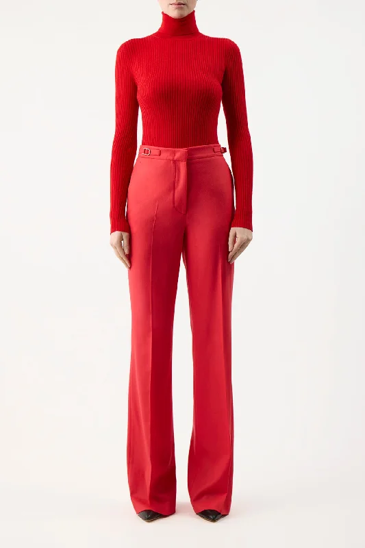 Peppe Knit Turtleneck in Red Cashmere Silk