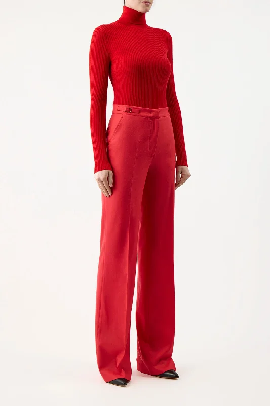 Peppe Knit Turtleneck in Red Cashmere Silk