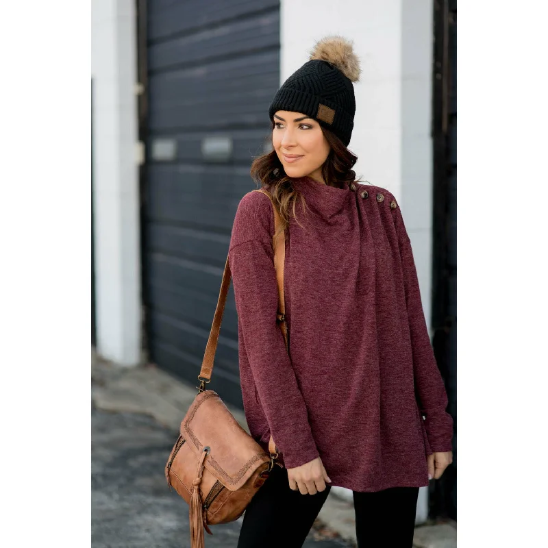 Side Button Wrap Sweater