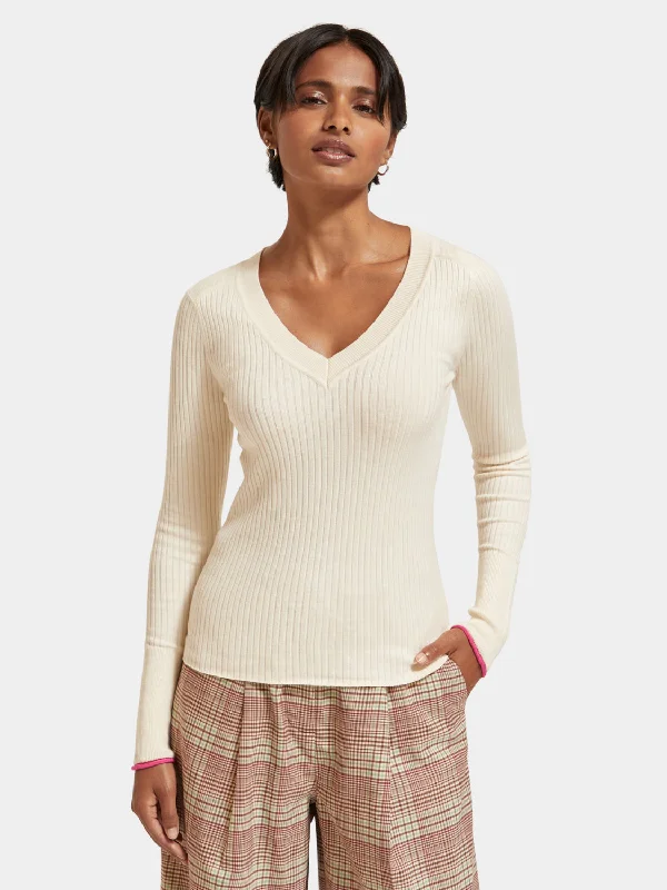 Skinny rib v-neck sweater