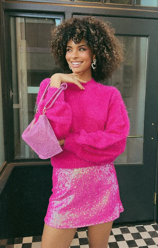 Vienna Sweater ~ Hot Pink Knit