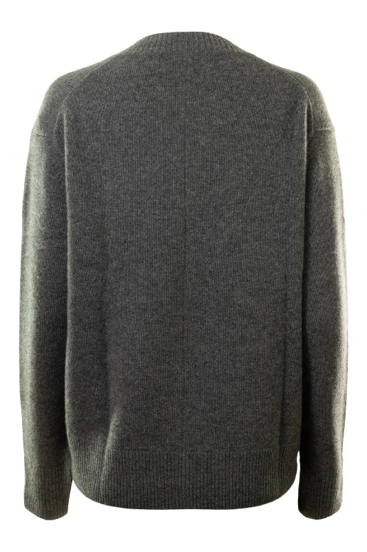 White & Warren Cashmere Vneck Sweater in Graphite Heather