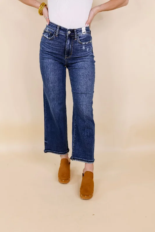 Last Chance Size 0 & 1 | Judy Blue | Pure Peace Wide Leg Jeans in Dark Wash