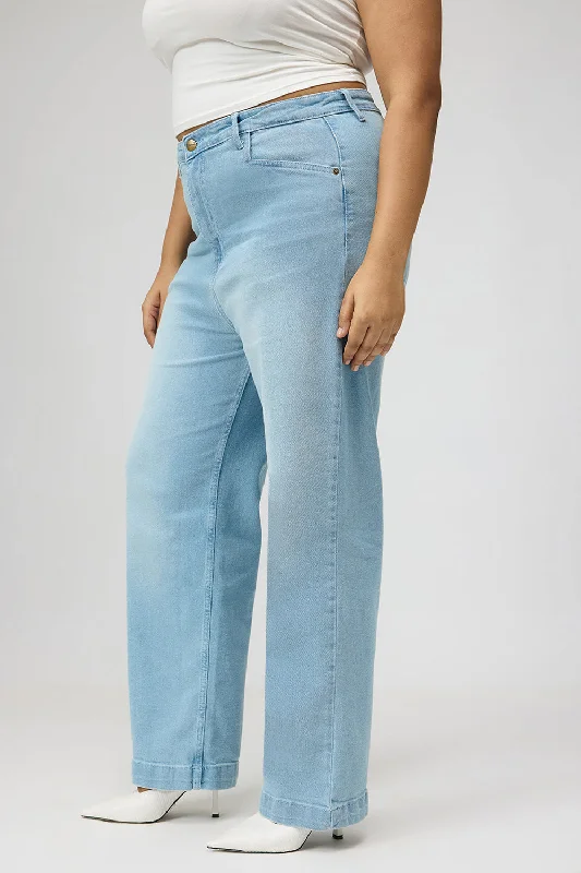 Curve Airy Blue Straight Fit Jeans