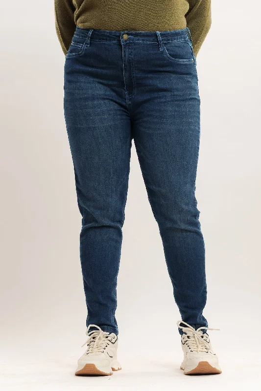 Curve Dark Blue High Waist Skinny Jeans