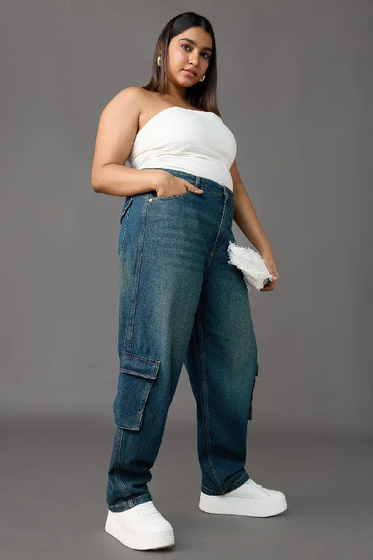 Lagoon Luxe Cargo Jeans Curve