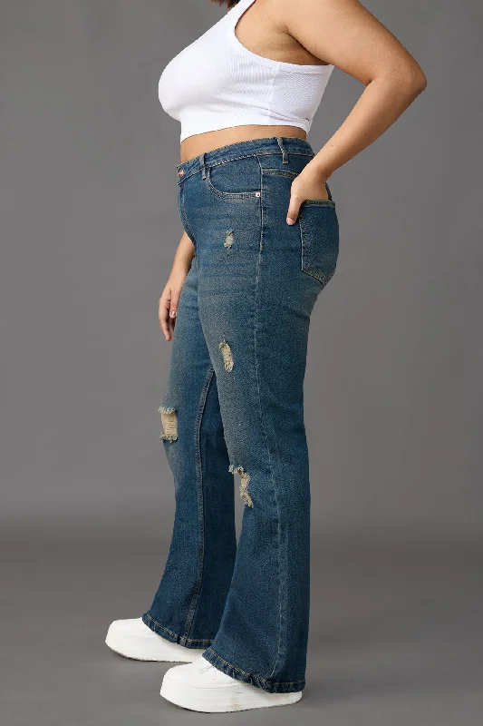 Curve Vintage Blue Stretch Bootcut Jeans