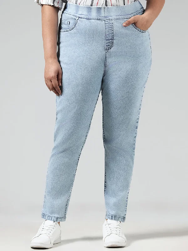 Gia Solid Light Blue Slim - Fit Mid - Rise Denim Jeggings