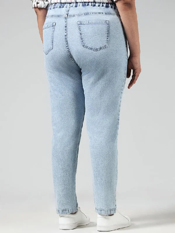 Gia Solid Light Blue Slim - Fit Mid - Rise Denim Jeggings