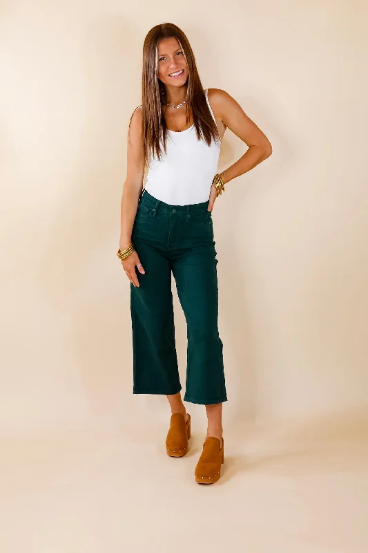 Last Chance Size 1 & 7 | Judy Blue | Sign Me Up Tummy Control Garment Dyed Cropped Jeans in Dark Green