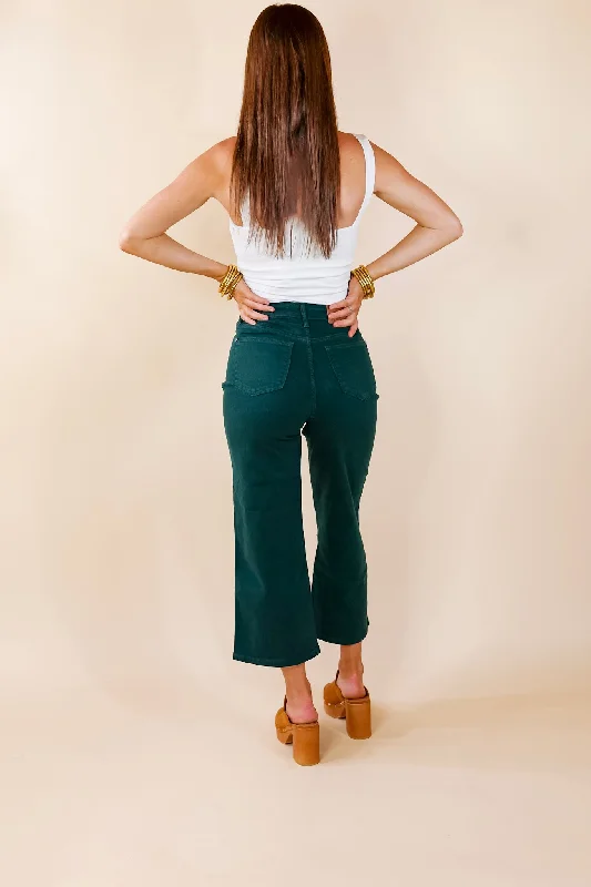 Last Chance Size 1 & 7 | Judy Blue | Sign Me Up Tummy Control Garment Dyed Cropped Jeans in Dark Green