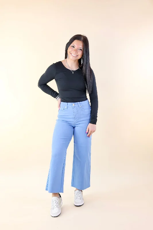 Judy Blue | Sign Me Up Tummy Control Cropped Wide Leg Jeans in Sky Blue