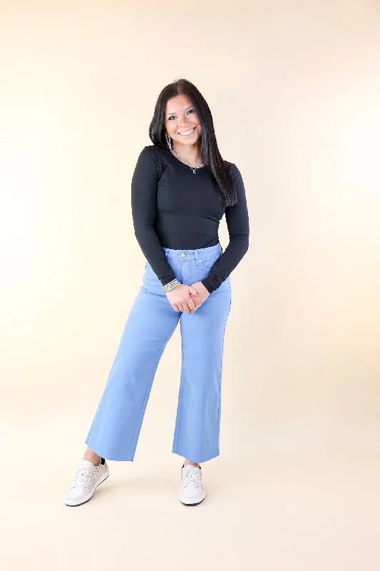 Judy Blue | Sign Me Up Tummy Control Cropped Wide Leg Jeans in Sky Blue